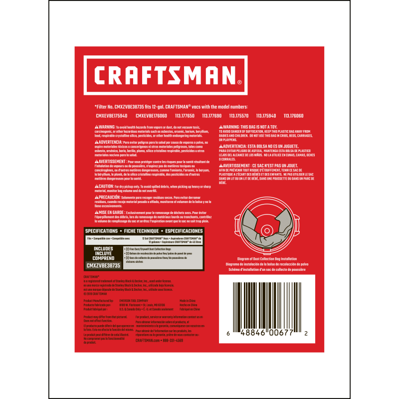 Craftsman dust store collector bag