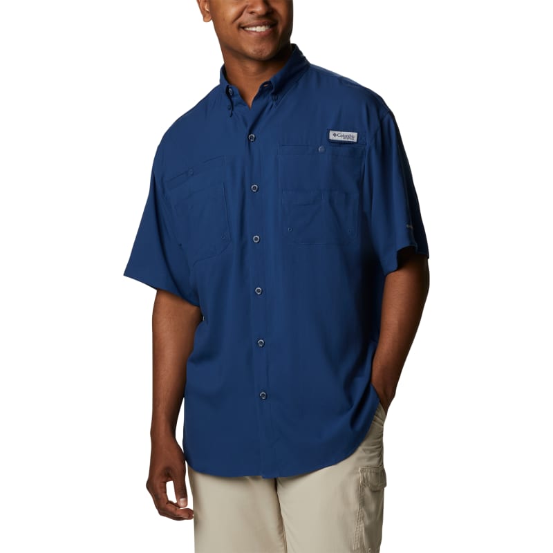 Men's Tamiami II Carbon Blue Button Front Short Sleeve Shirt by