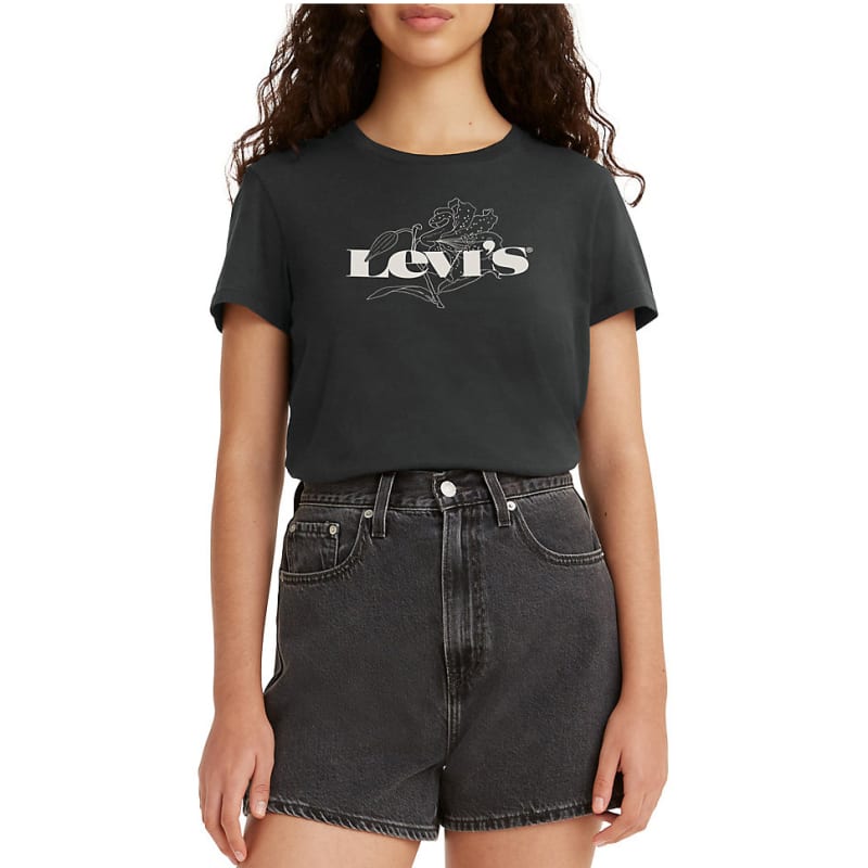 Levi's Women's The Pirate Black Lily MV Logo Crew Neck Short Sleeve T-Shirt by Levi's at Farm