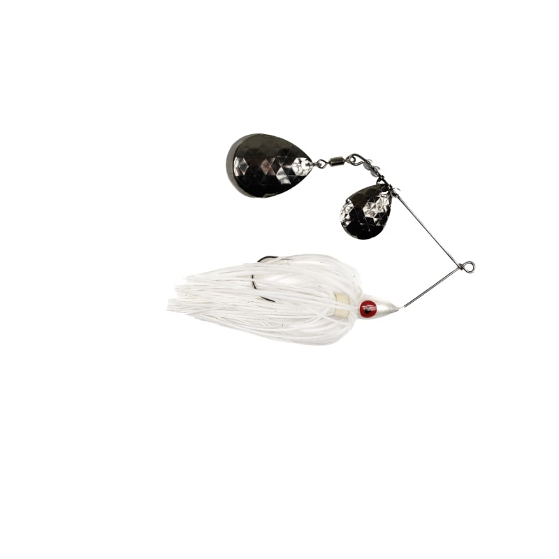 White Tandem Nickel Blade Spinner Bait