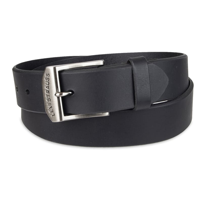 Men's Black 38mm Logo Buckle Leather Belt by Levi's at Fleet