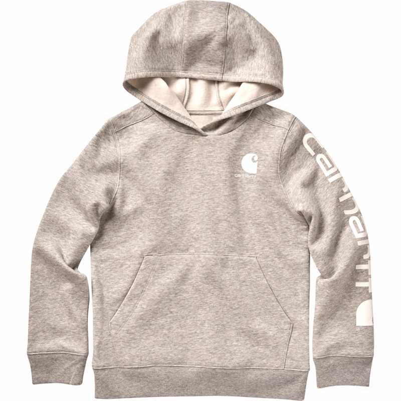 Girls Grey Heather Logo Graphic Fleece Hoodie