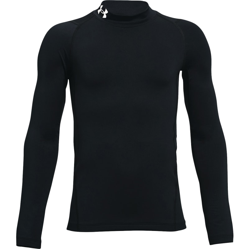 Boys Cold Gear Black Fitted Mock Neck Long Sleeve Baselayer Top