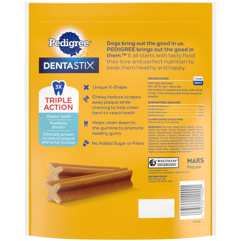 Pedigree Dentastix Large Dog Original Flavor Dental Treats 18 Count