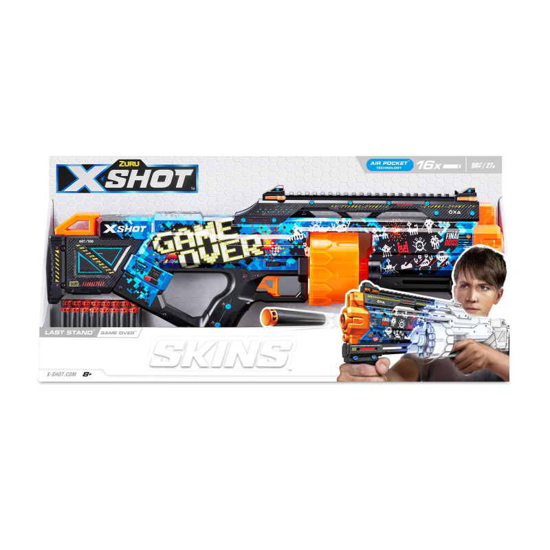 Jeu Enfant Action Pistolet à Fléchettes XShot Skins Last Stand - 16 Darts - Auto-Rotatif Et Slam Fire Blaster Automatique 14 Fléchettes