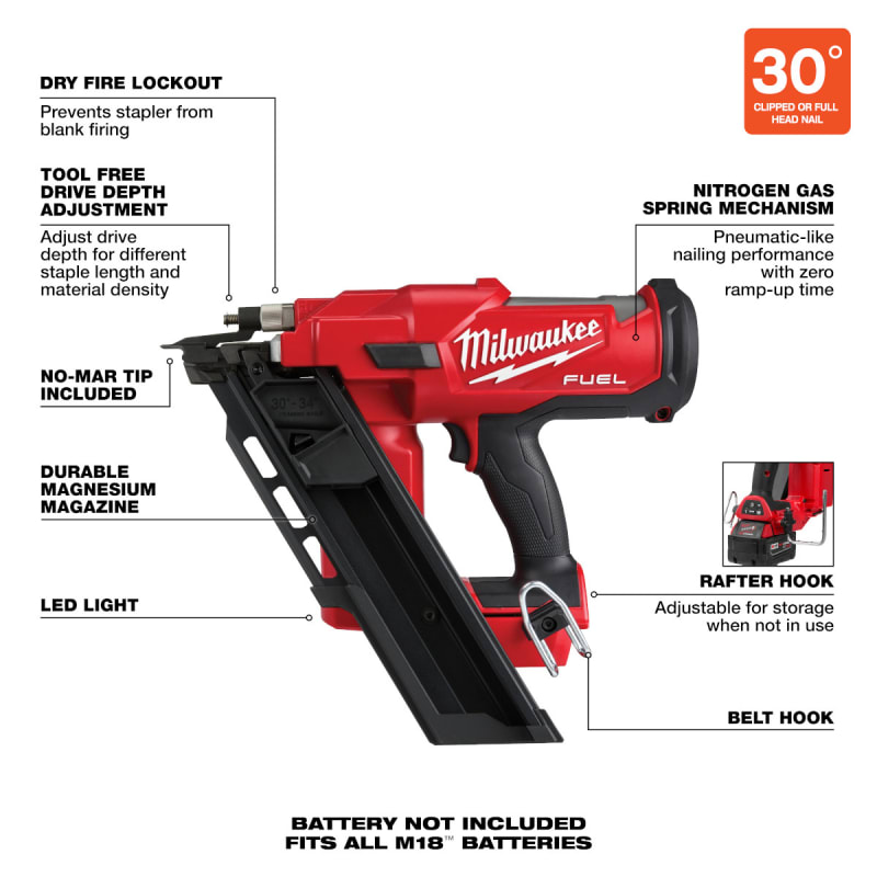 M18 FUEL™ 30-Degree Framing Nailer Tool Only by Milwaukee at Fleet Farm