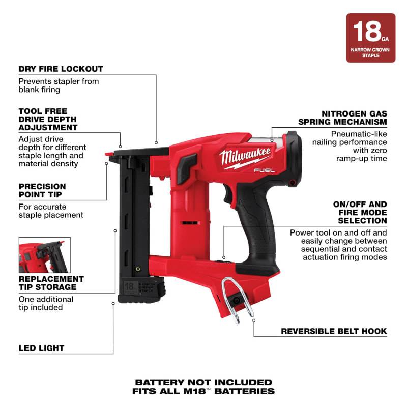 Milwaukee m18 fuel narrow crown stapler sale
