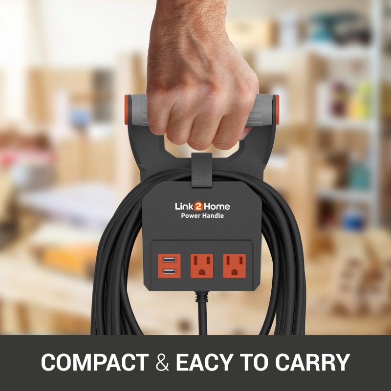 20 ft Power Handle 14AWG SJT w/ 2 Grounded Outlets & 2 USB 3.1A by Link2Home  at Fleet Farm