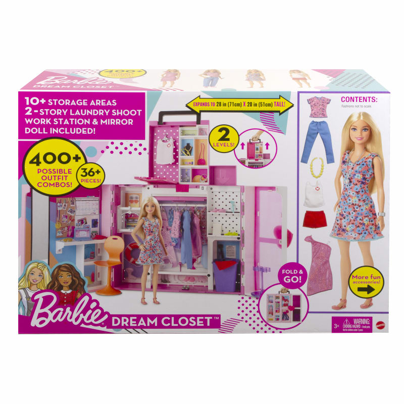 Barbie Dream Closet Pink Case Accessory Clothes Storage Case