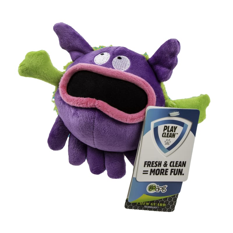 Purple PlayClean Germs Squeaker Soft Plush Dog Toy w/ Odor