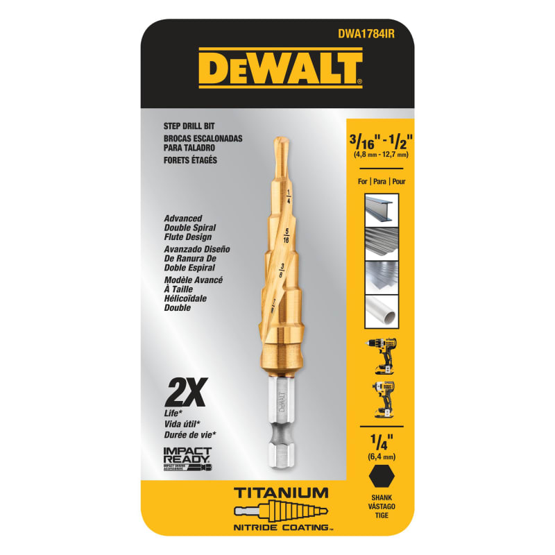 3 16 in 1 2 in IMPACT READY Titanium Nitride Coating Step Drill Bit by DEWALT at Fleet Farm