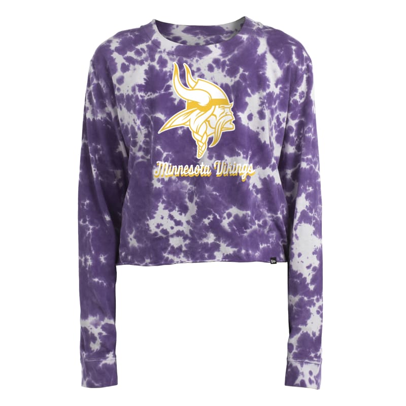 Women's Minnesota Vikings Tie Dye Team Graphic Long Sleeve Cropped Hoodie  at Fleet Farm