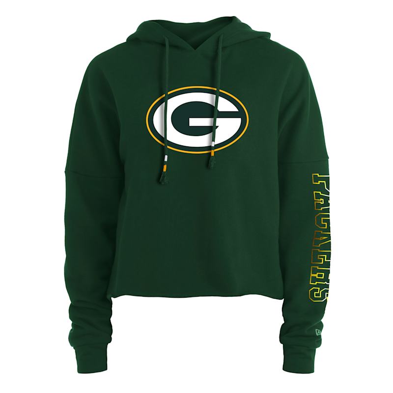 Women's New Era Green Bay Packers Foil Sleeve Pullover Hoodie Size: Medium