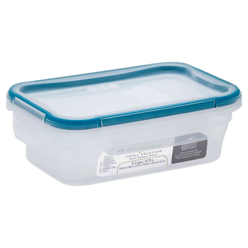 3-Cup Clear/Blue Total Solution Plastic Small Rectangle Food Storage  Container - 2 pk by SnapWare at Fleet Farm