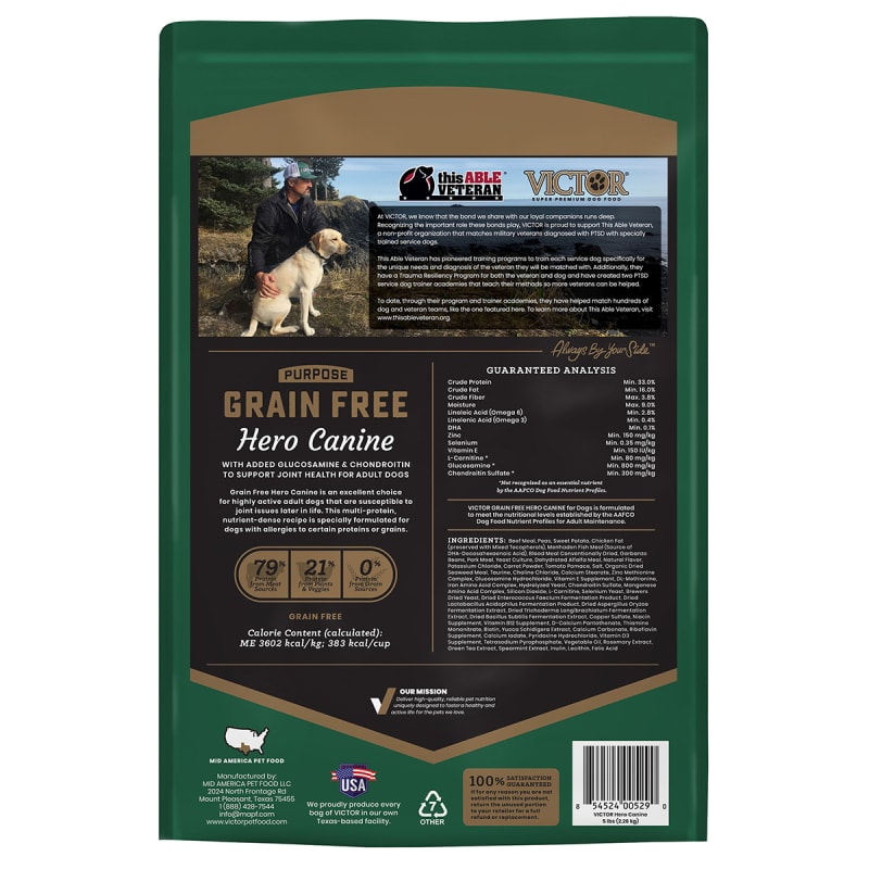 Purpose Adult Grain Free Hero Canine Dry Dog Food by Victor Pet
