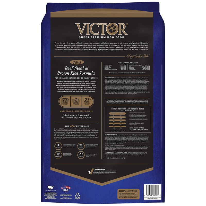 Victor beef dog food clearance