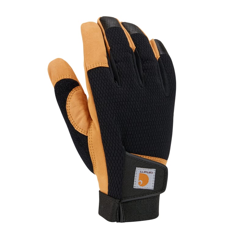 Carhartt Men's Synthetic Leather High Dexterity Touch Sensitive Secure Cuff Gloves-Black Barley-XL