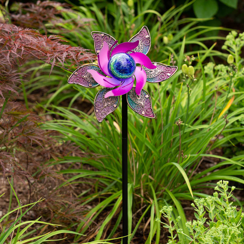 Illuminarie Pomegranate Apostrophe 2-Tiered Pinwheel Spinner by