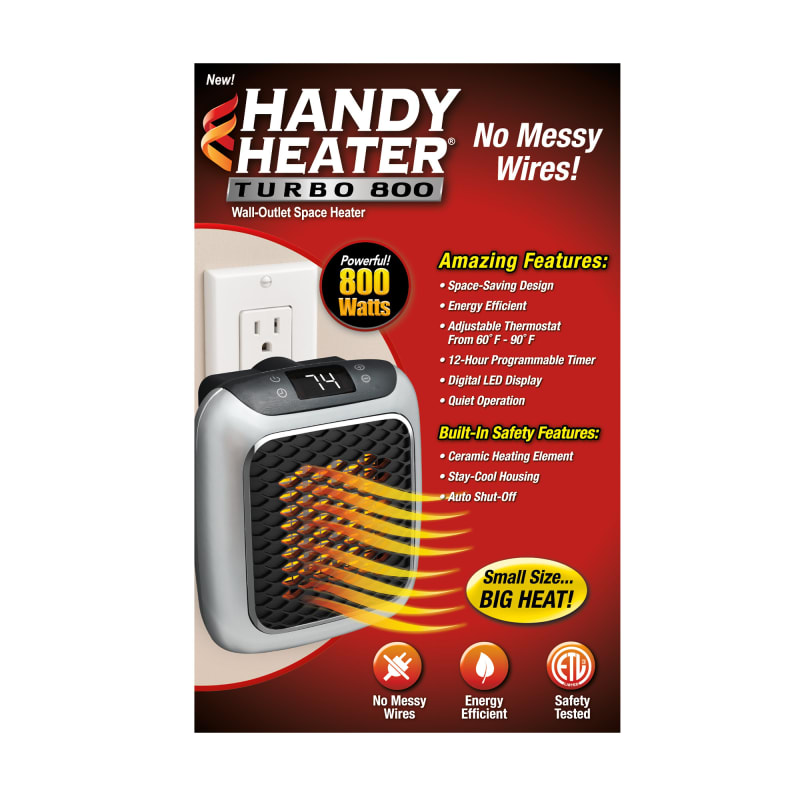  Ontel Handy Heater Plug-In Personal Heater for Quick and Easy  Heat, Features Compact Design, Digital Display, and On/Off Timer - Great  for Travel : Tools & Home Improvement