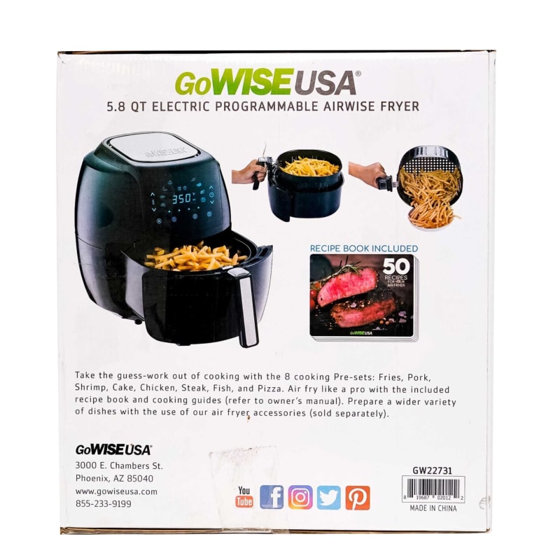 5.8 qt Black 8 in 1 Digital Programmable Air Fryer by GoWise USA