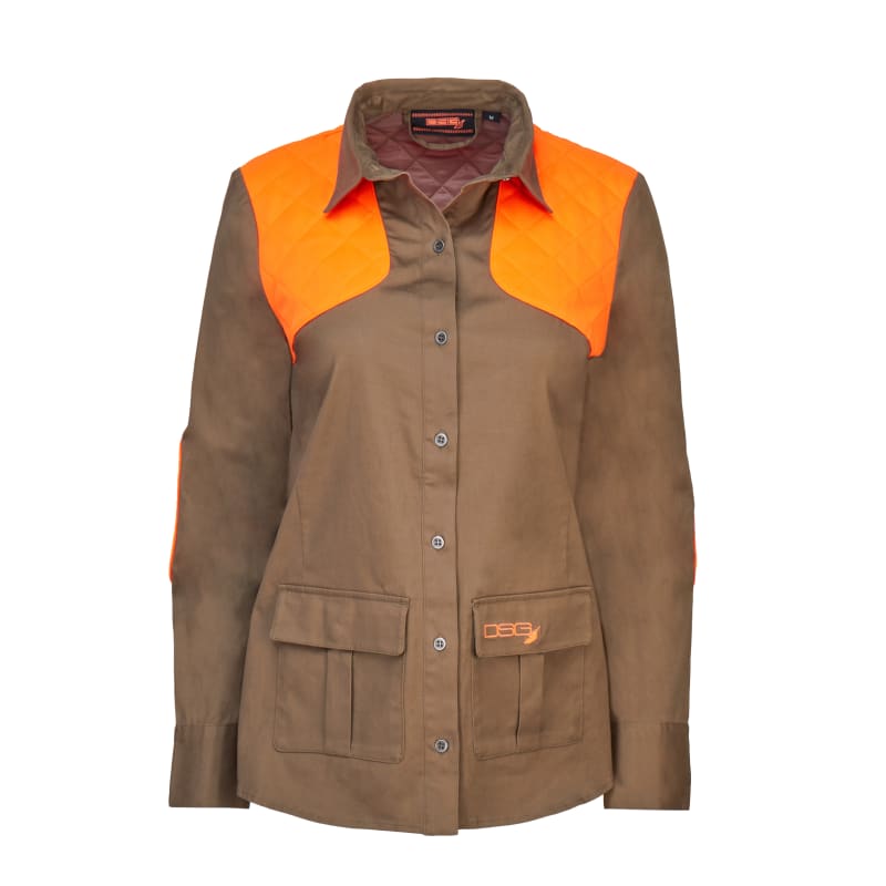 Women's Stone/Blaze Orange Upland Button Down Long Sleeve Shirt by