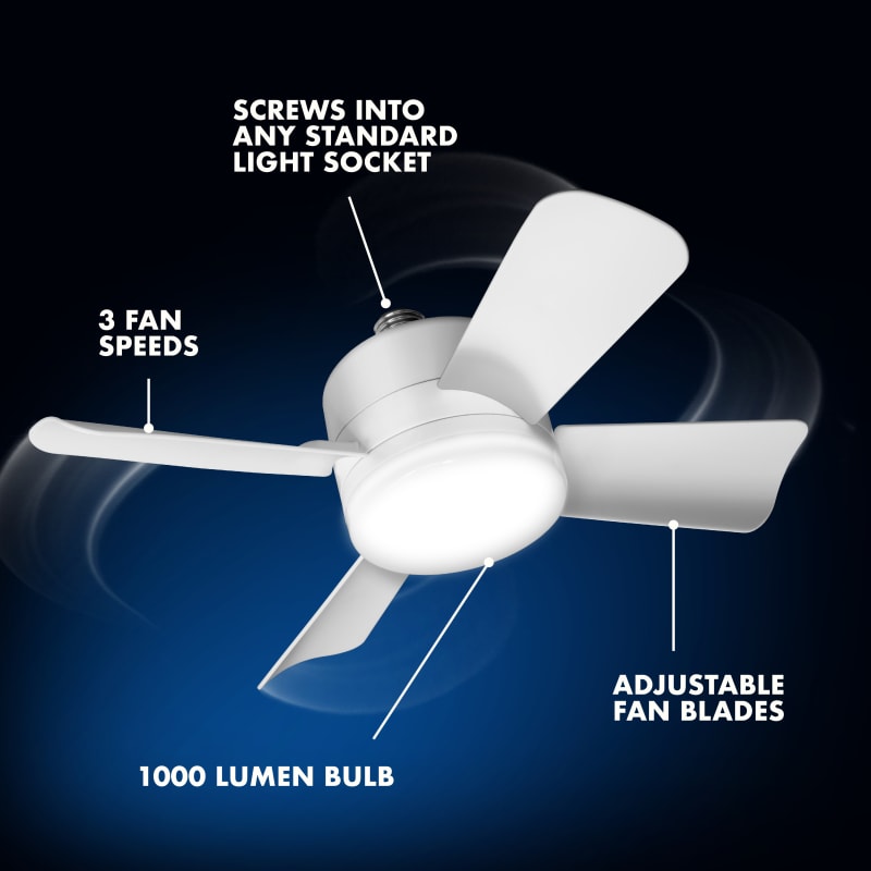 Bell + Howell Light Socket Ceiling Fan & Light