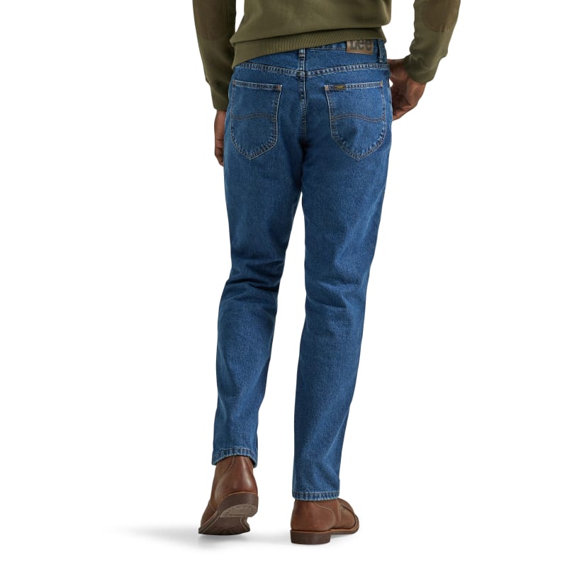 Men's Relaxed Fit Flannel and Fleece Lined Straight Leg Jean in Flannel  Lined Teak