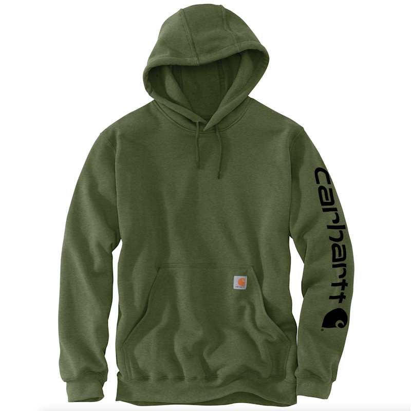 Carhartt men's midweight signature sleeve shop logo hooded sweatshirt