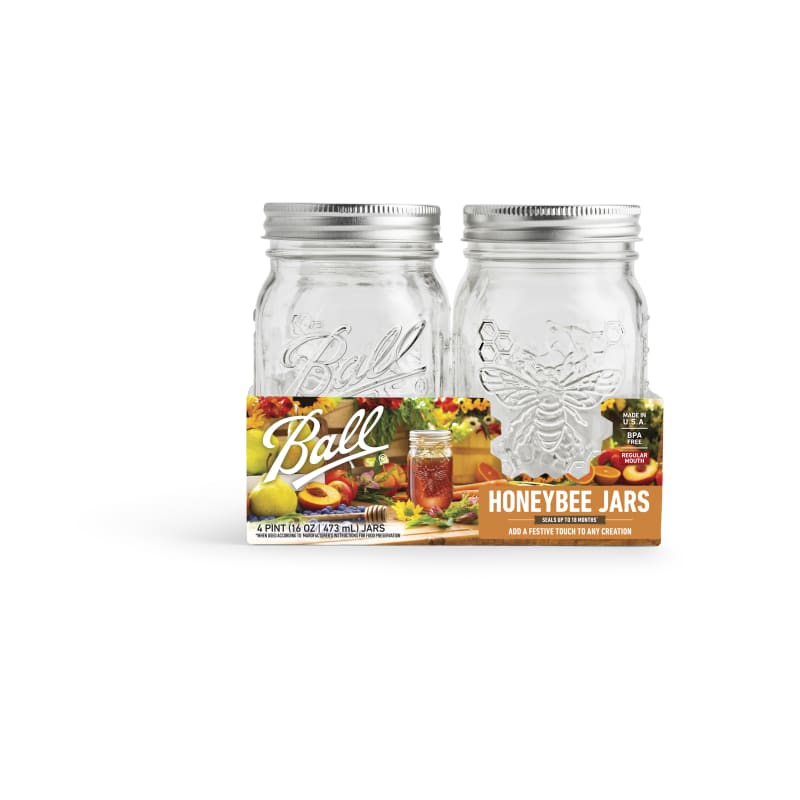 Ball 16 oz. Regular Mouth Honeybee Jar (4-Pack)