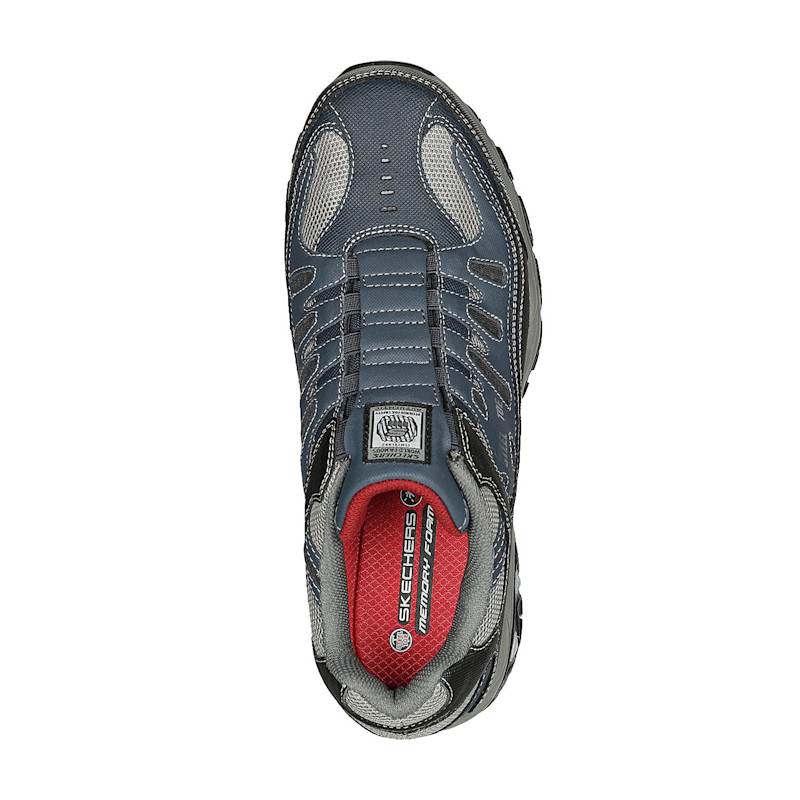 For Work Men s Crankton Navy Gray Athletic Steel Toe Shoes