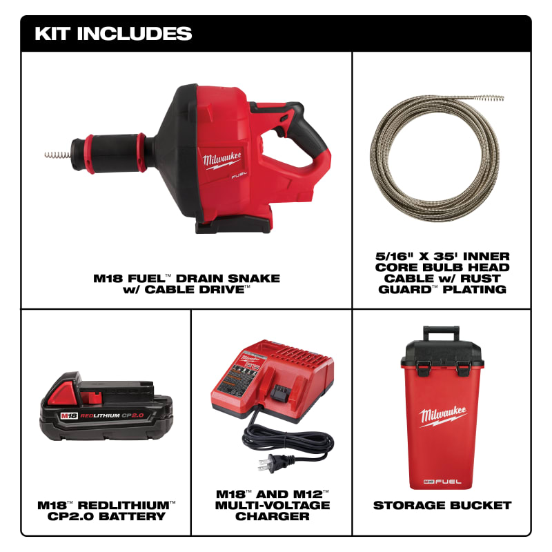 Milwaukee M18 Fuel Drain Snake with Cable Drive - Pro Tool Reviews