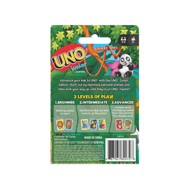 ​UNO Junior Card Game for Kids with Simple Rules & Animal Matching for 2-4  Players