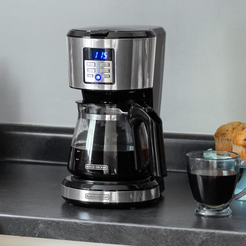 BLACK+DECKER 12-Cup* Programmable Coffeemaker, Black Stainless 