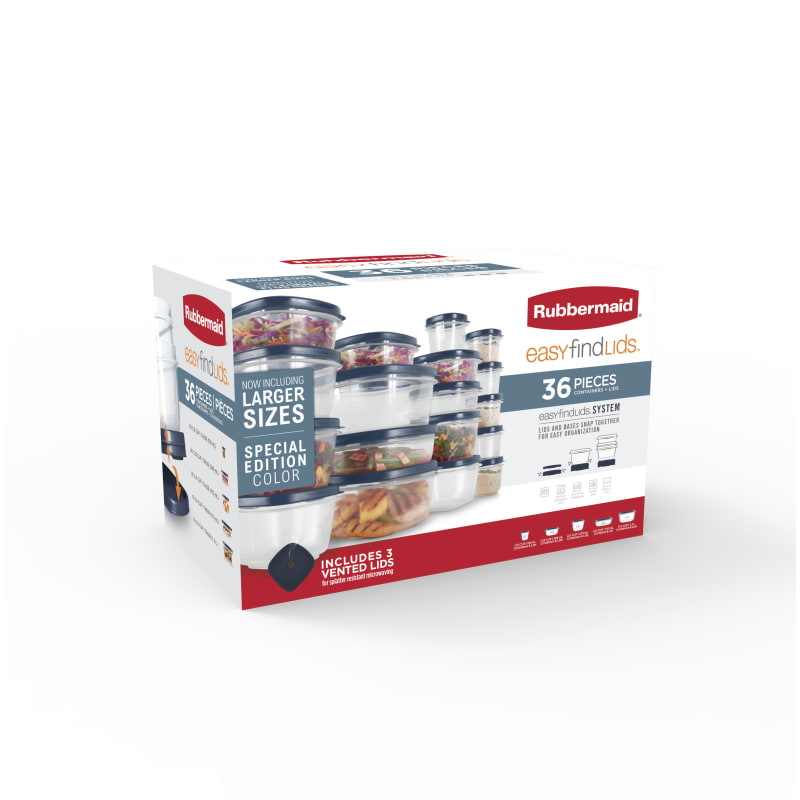 Rubbermaid 34 Piece Easy Find Vented Lids Food Storage Set