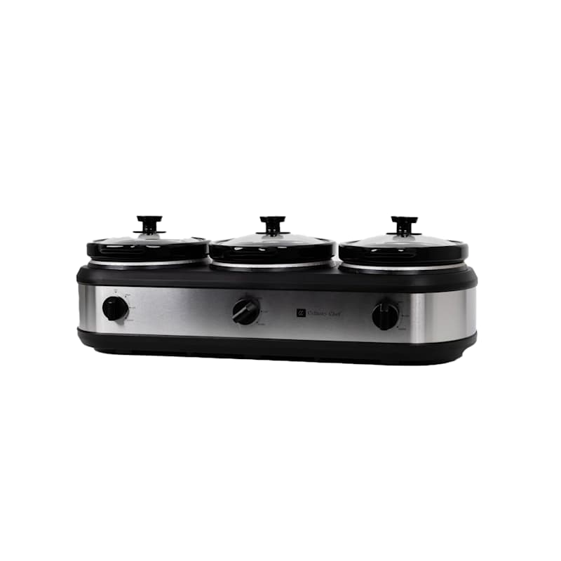 Frigidaire stainless steel triple slow cooker best sale