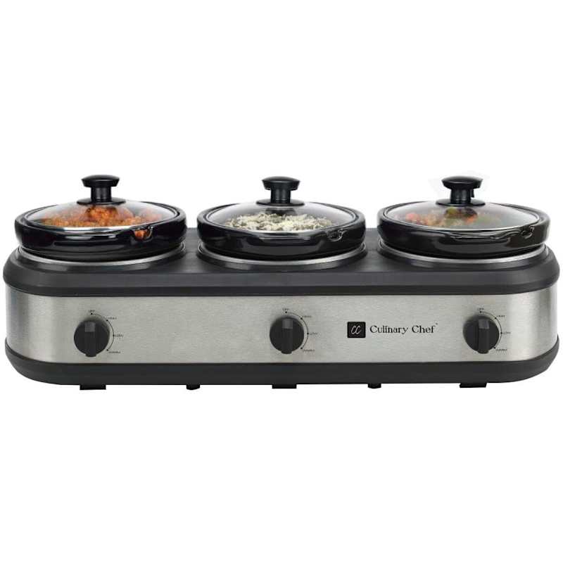 Frigidaire stainless steel triple slow cooker best sale