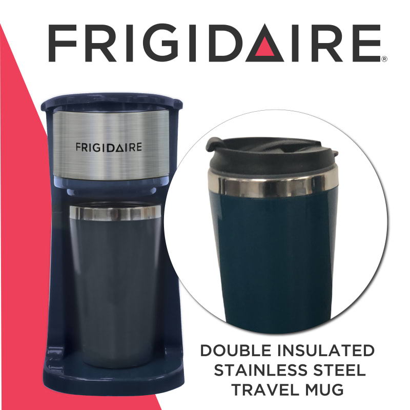 Frigidaire Stainless Steel Single Cup Coffee Maker with Travel Mug 