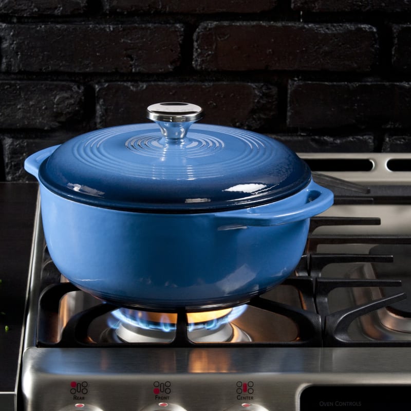 Lodge Cast Iron Enamel Dutch Oven Blue Pot (3 qt)