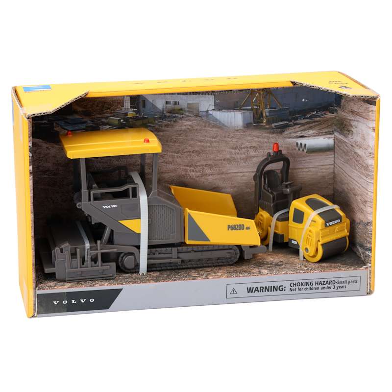 1 43 Volvo P6820D Asphalt Pavers w Die Cast 1 38 Volvo DD25B Road Roller Road Paving Set by Volvo at Fleet Farm