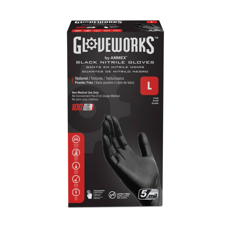 Large Black Nitrile Gloves 100 Ct by Gloveworks at Fleet Farm