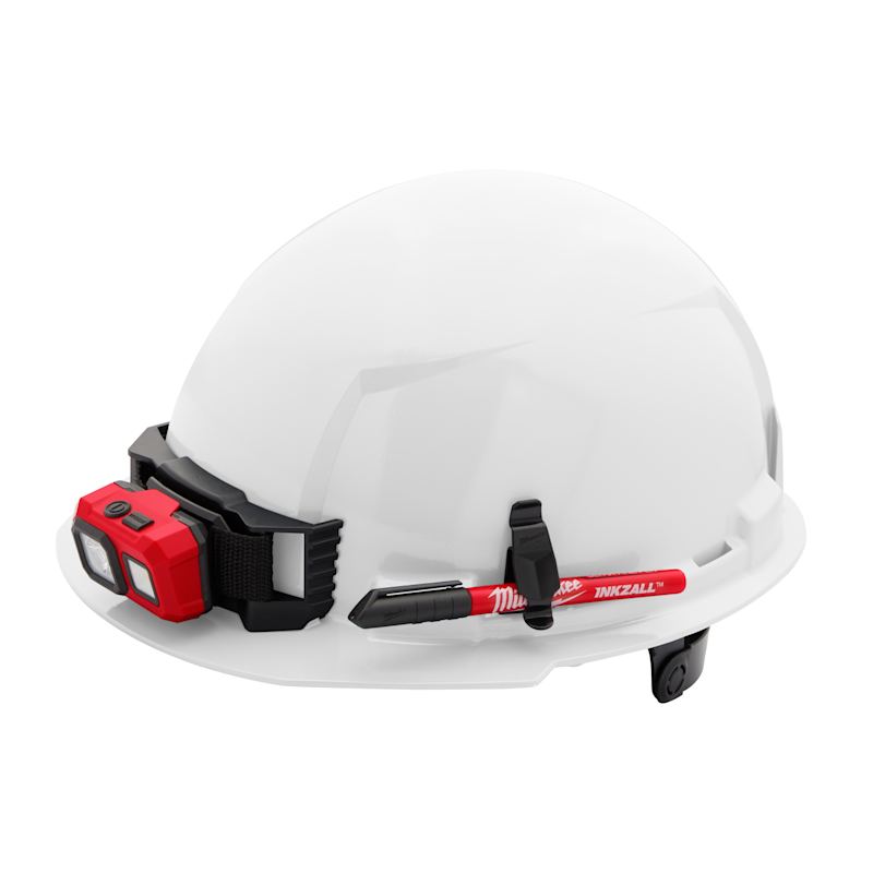 BOLT™ White Front Brim Hard Hat w/6pt Ratcheting Suspension (USA