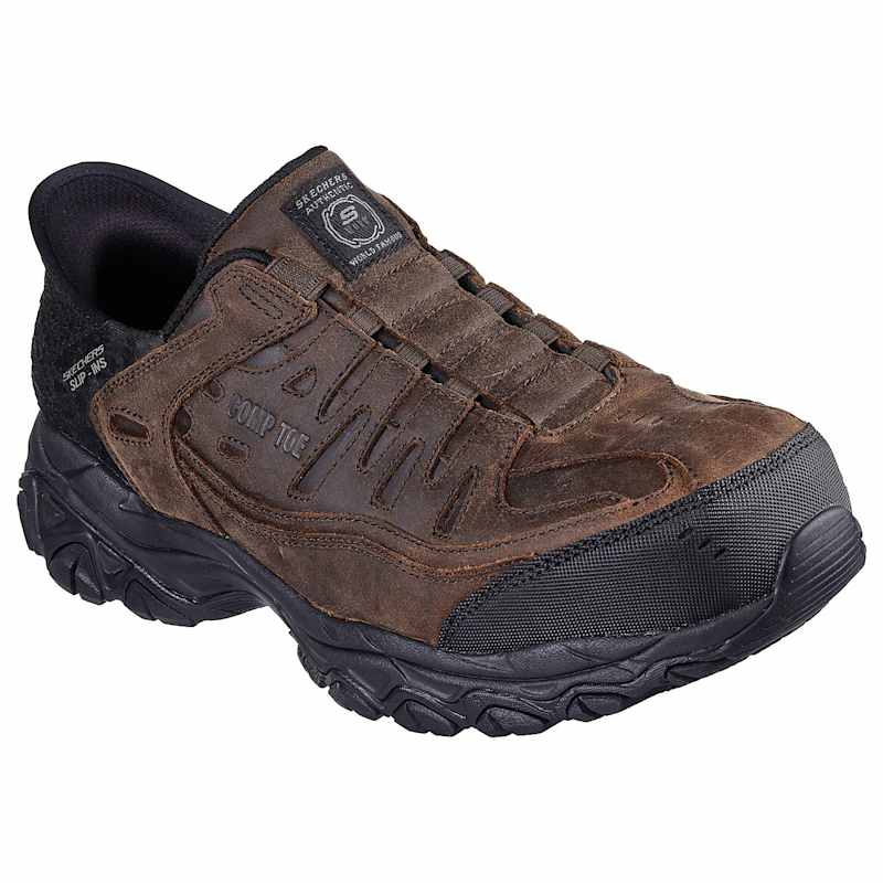 For Work Men's Brown/Black Ryker Slip-Ins Work Shoes