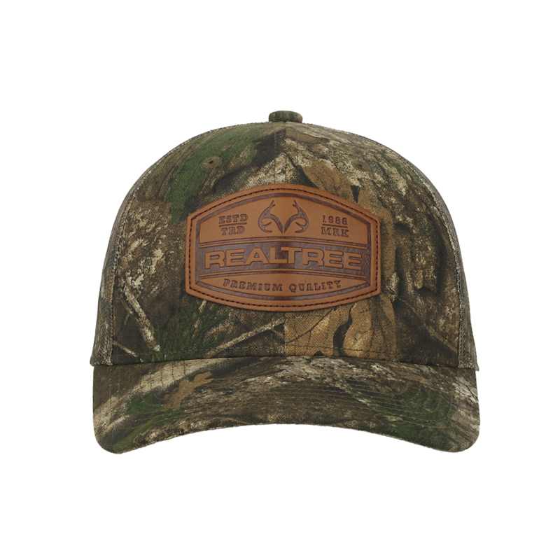 Men's APX Leather Patch Logo Trucker Cap by Realtree at Fleet Farm