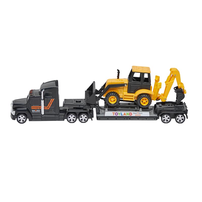 Super Duty Hauler with diecast Backhoe with Fleet Farm Logo by