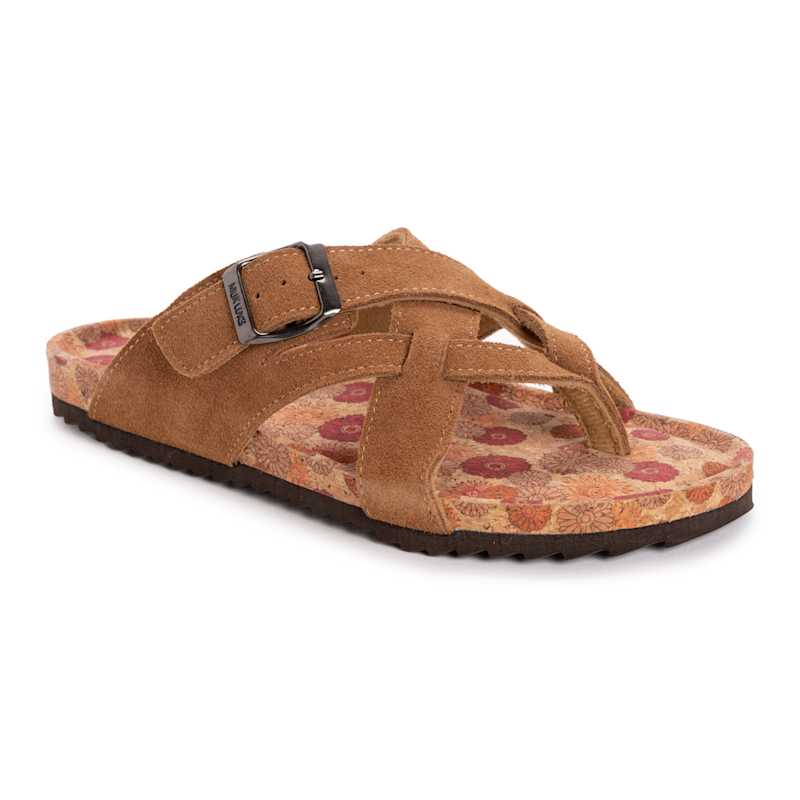 Women's Cognac Tanner Terra Turf Sandals by Muk Luks at Fleet Farm