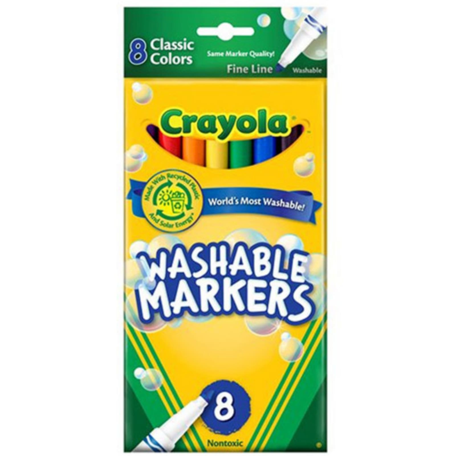 Crayola Color Max Washable Markers, Ultra-Clean, Classic Colors - 8 markers