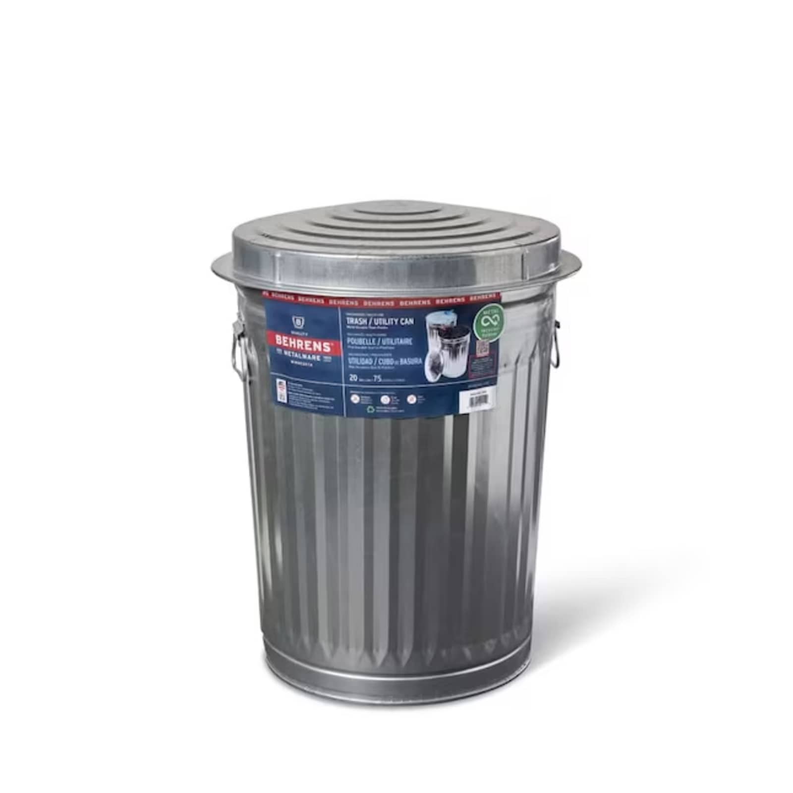 Behrens 20 gal Silver Galvanized Steel Trash Can w/ Lid by Behrens at Fleet  Farm