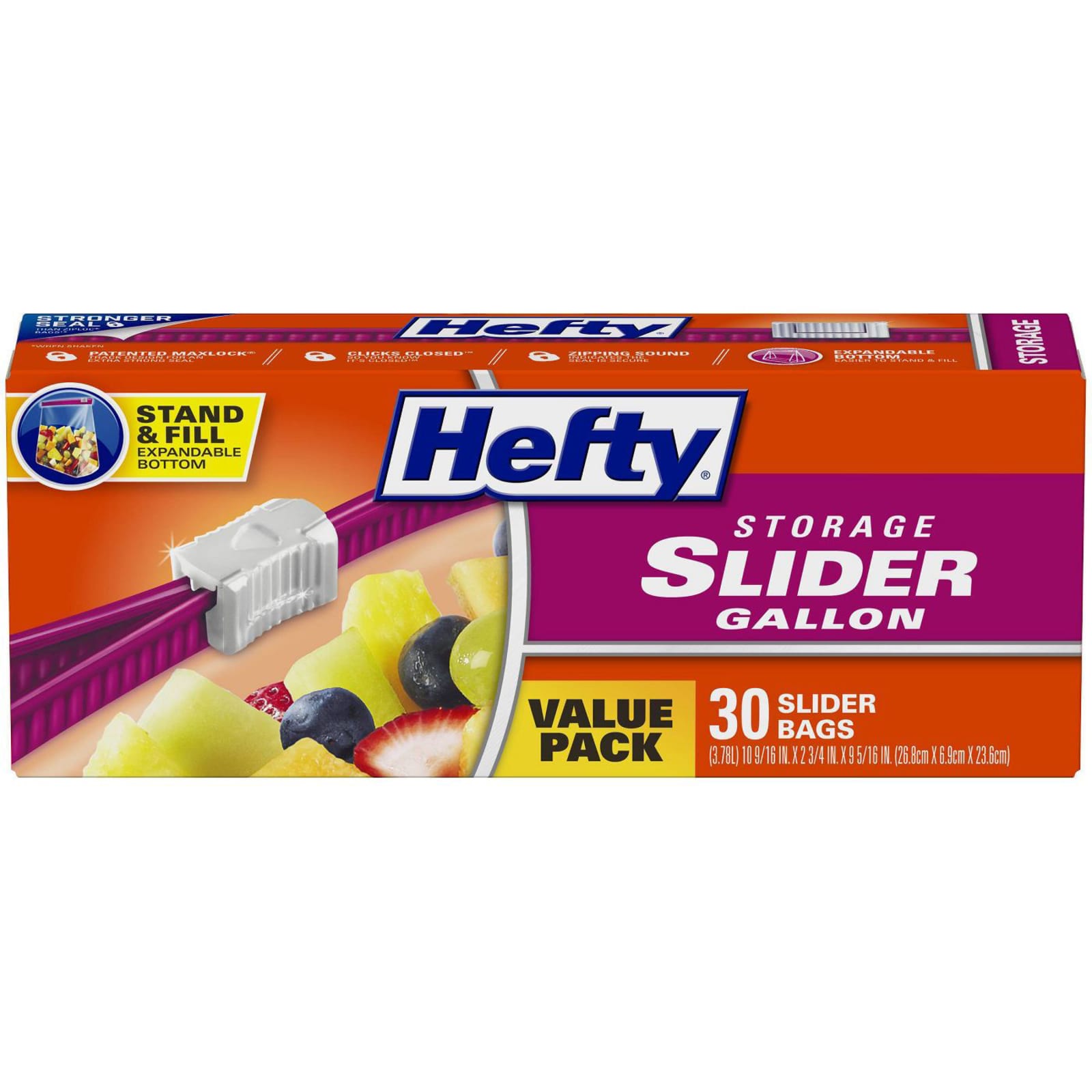 Hefty Slider Bags, Storage, Gallon, Value Pack - 30 bags