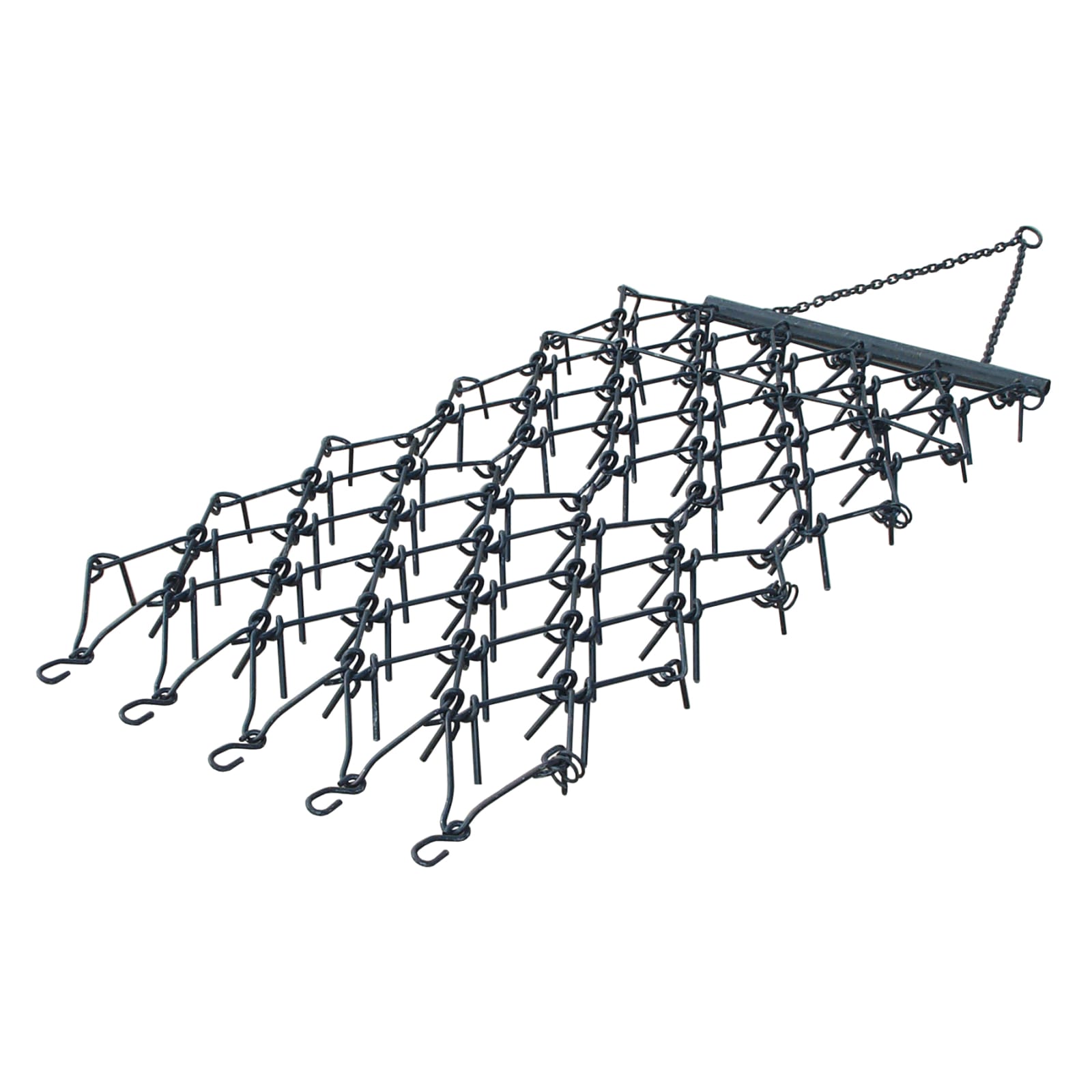 Vertical view of various metal fishing traps and scattered ropes
