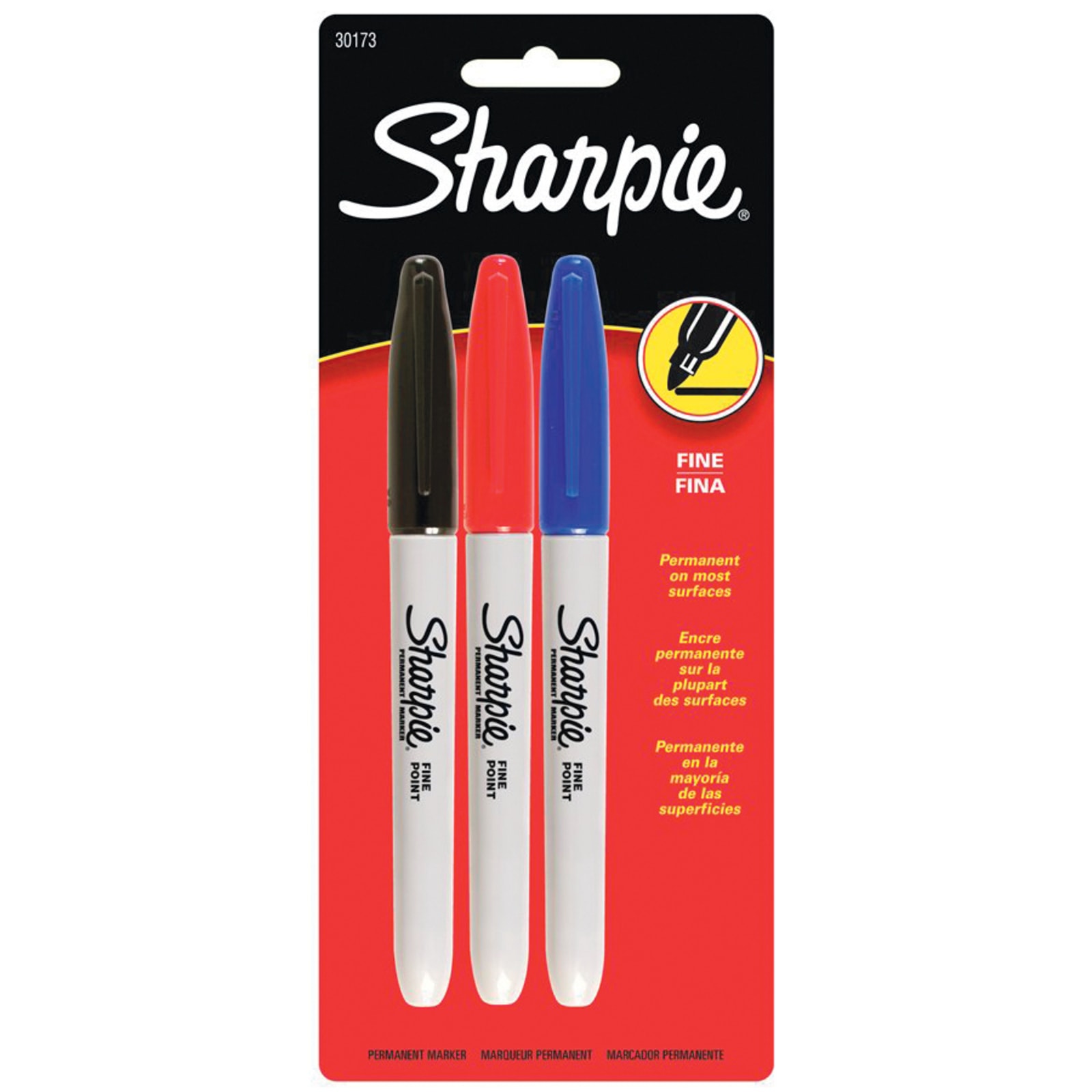 Sharpie Permanent Marker, Fine - 3 - Permanent Markers